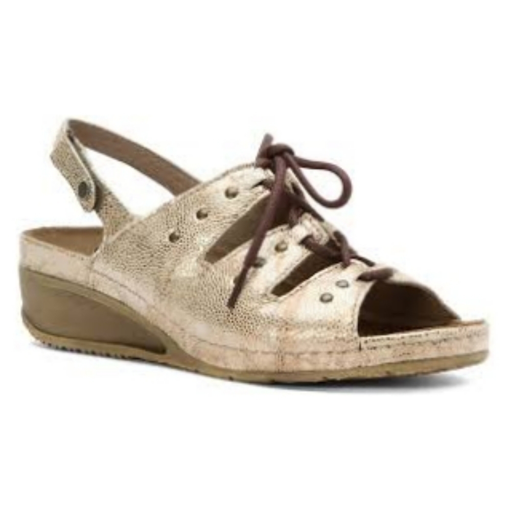 Wolky Bombi Lace Up Sandals - Metallic gold/Beige Caviar